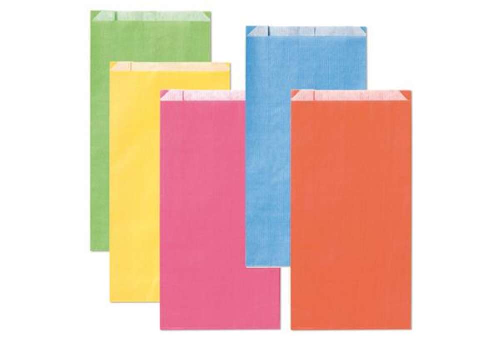 Immagine di Sacchetto a soffietto - 8 x16+2,5 cm - colori chiari assortiti - Rex Sadoch - conf. 100 pezzi