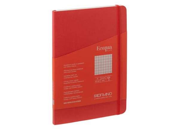 Immagine di Taccuino Ecoqua Plus - con elastico - rilegatura cucita - A5 - 5 mm - 80 fogli - lampone - Fabriano