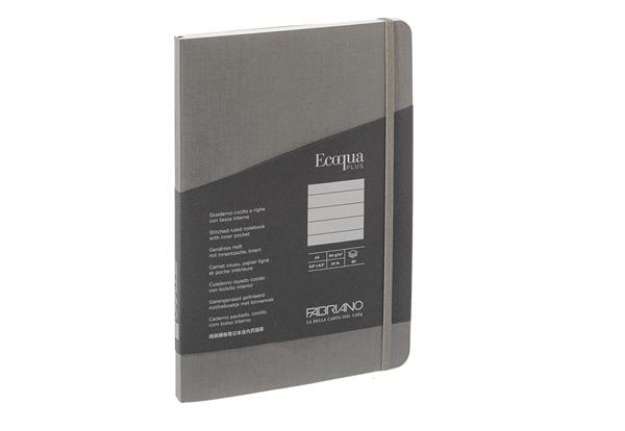 Immagine di Taccuino Ecoqua Plus - con elastico - rilegatura cucita - A5 - 5 mm - 80 fogli - righe - artracite -
