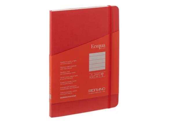 Immagine di Taccuino Ecoqua Plus - con elastico - rilegatura cucita - A5 - 5 mm - 80 fogli - righe - lampone - F