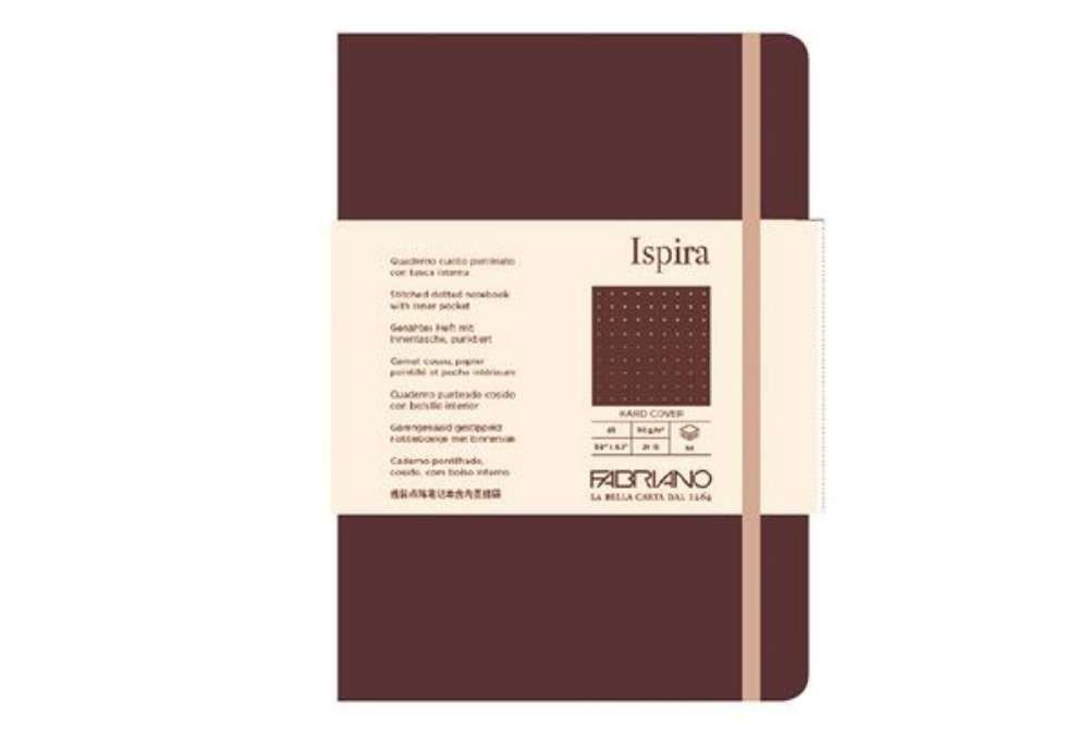 Immagine di Taccuino Ispira - con elastico - copertina rigida - A5 - 96 fogli - puntinato - marrone - Fabriano