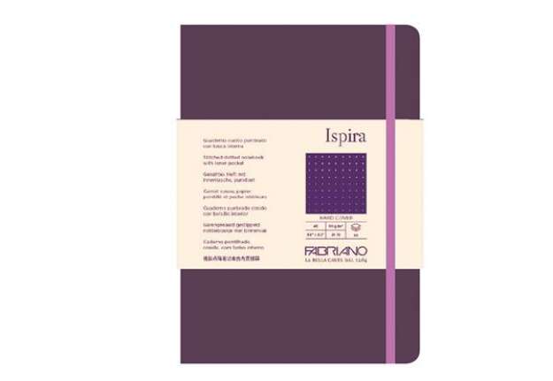 Immagine di Taccuino Ispira - con elastico - copertina rigida - A5 - 96 fogli - puntinato - viola - Fabriano