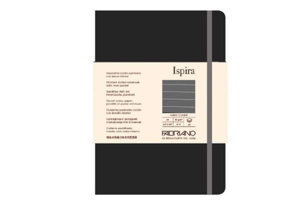 Immagine di Taccuino Ispira - con elastico - copertina rigida - A5 - 96 fogli - righe - nero - Fabriano