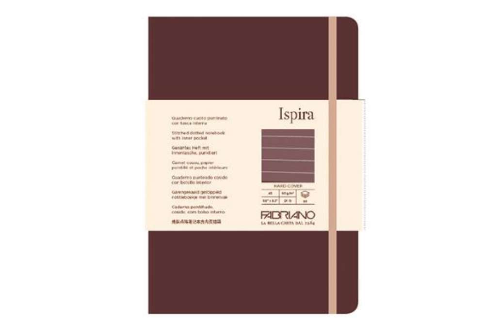 Immagine di Taccuino Ispira - con elastico - copertina rigida - A5 - 96 fogli - righe - marrone - Fabriano