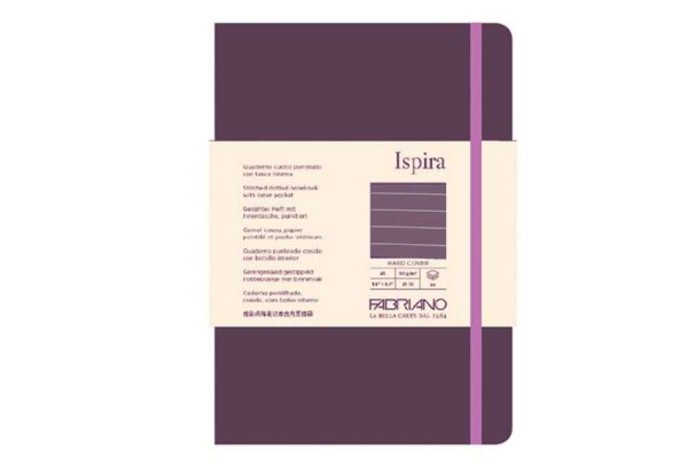 Immagine di Taccuino Ispira - con elastico - copertina rigida - A5 - 96 fogli - righe - viola - Fabriano