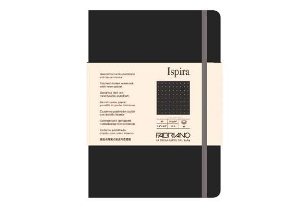 Immagine di Taccuino Ispira - con elastico - copertina flessibile - A5 - 96 fogli - puntinato - nero - Fabriano