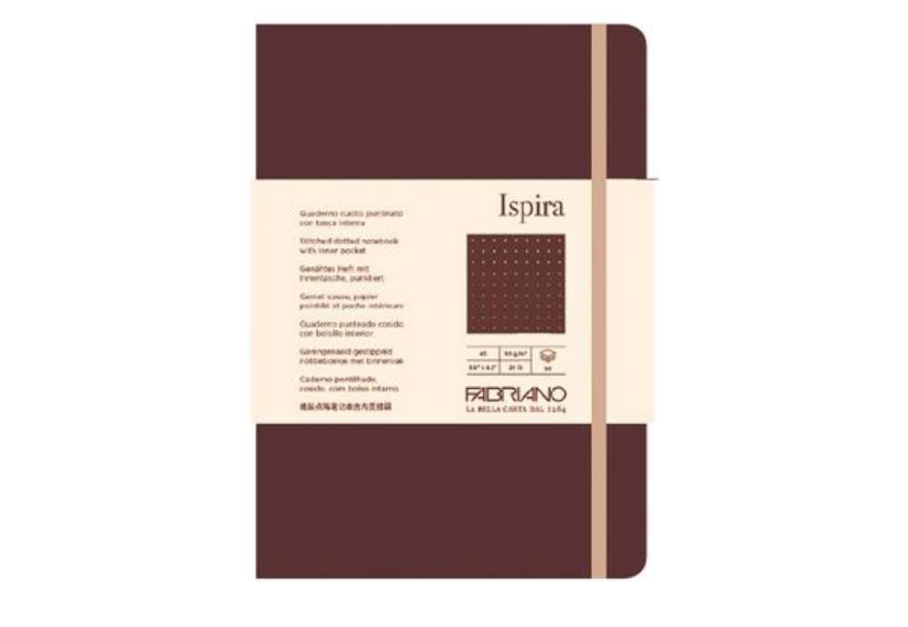 Immagine di Taccuino Ispira - con elastico - copertina flessibile - A5 - 96 fogli - puntinato - marrone - Fabria