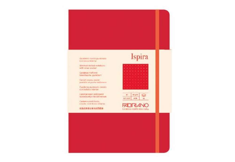 Immagine di Taccuino Ispira - con elastico - copertina flessibile - A5 - 96 fogli - puntinato - rosso - Fabriano