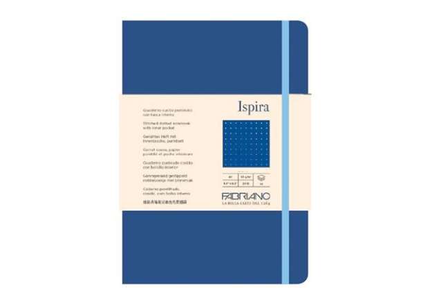 Immagine di Taccuino Ispira - con elastico - copertina flessibile - A5 - 96 fogli - puntinato - blu royal - Fabr