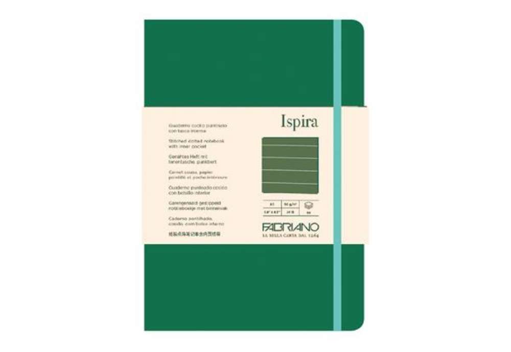 Immagine di Taccuino Ispira - con elastico - copertina flessibile - A5 - 96 fogli - righe - verde - Fabriano