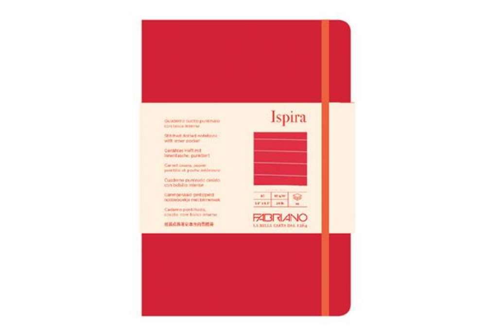 Immagine di Taccuino Ispira - con elastico - copertina flessibile - A5 - 96 fogli - righe - rosso - Fabriano