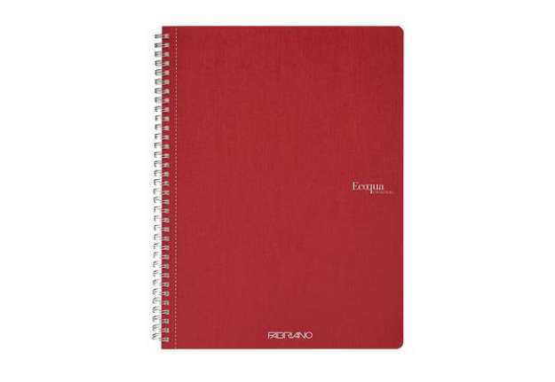 Immagine di Maxiquaderno Ecoqua original - spiralato - A4 - 90 gr - 1 rigo - 70 fogli - rosso scuro - Fabriano
