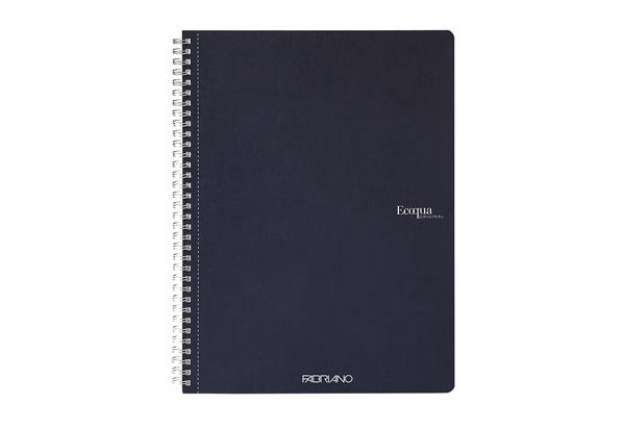 Immagine di Maxiquaderno Ecoqua original - spiralato - A4 - 90gr - 1 rigo - 70 fogli - blu scuro - Fabriano