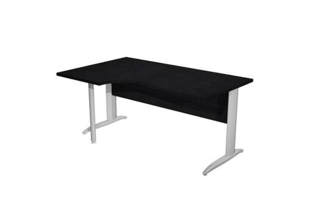 Immagine di Scrivania Compact Sinistro - 160 x 60/80/100 cm - piano nero fianchi cromati