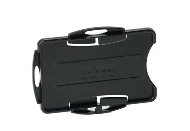 Immagine di Portabadge Eco - per 2 tessera - 54 x 87 mm - nero - Durable - conf. 10 pezzi