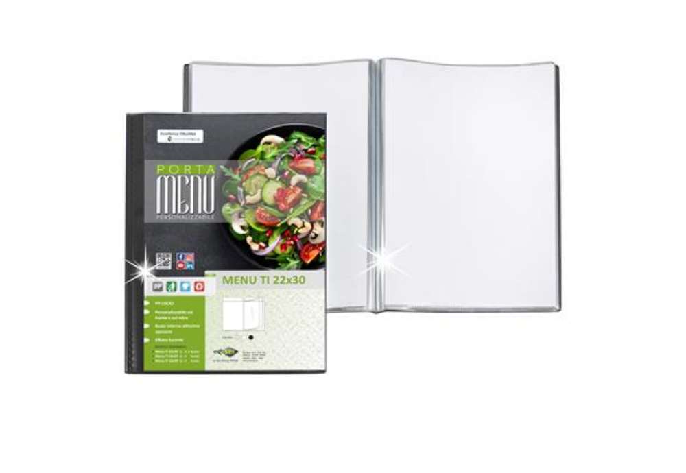 Immagine di Porta menù TI - 4 buste - personalizzabile - 22 x 30 cm - nero - Sei Rota
