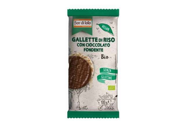 Immagine di Gallette di riso - con cioccolato fondente - 100 gr - Fior di Loto