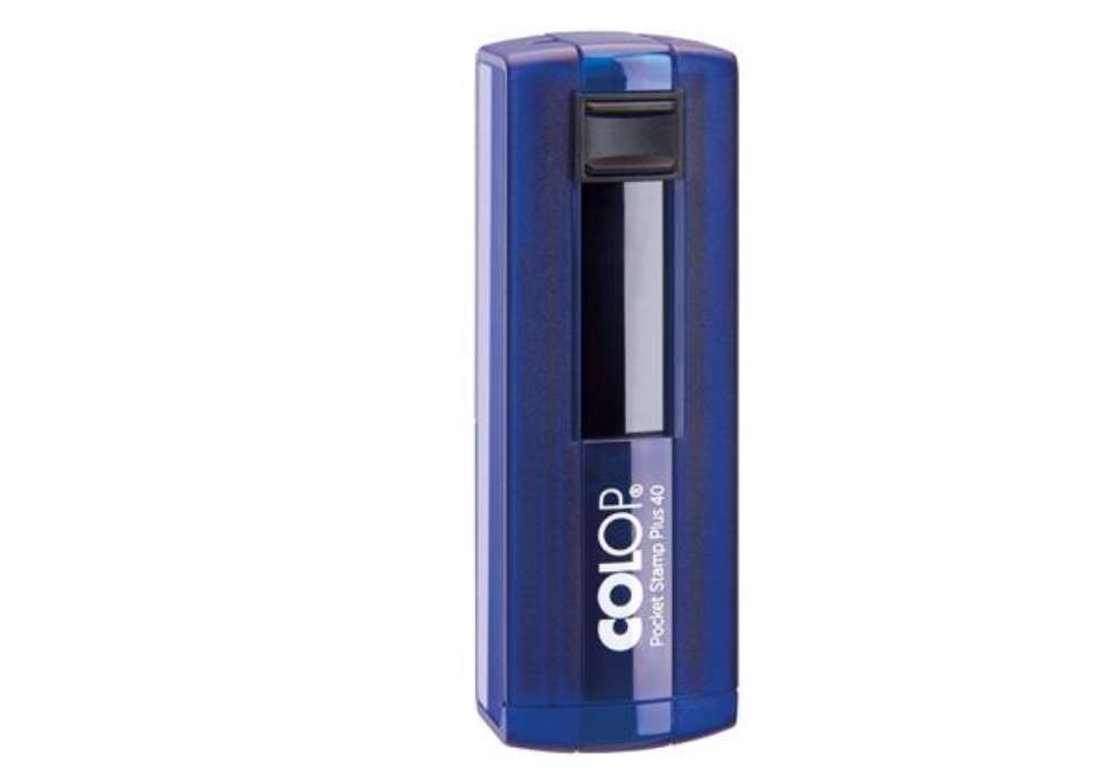 Immagine di Timbro Pocket Stamp Plus 40 - 23 x 59 mm - 6 righe - autoinchiostrante - blu indaco- Colop