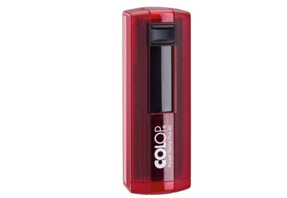 Immagine di Timbro Pocket Stamp Plus 40 - 23 x 59 mm - 6 righe - autoinchiostrante - rosso rubino - Colop