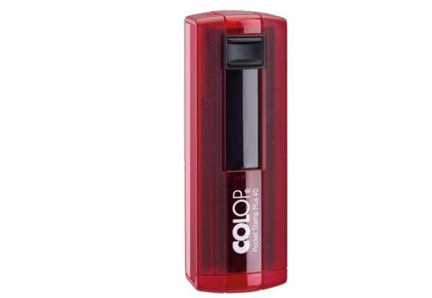 Immagine di Timbro Pocket Stamp Plus 40 - autoinchiostrante - 23 x 59 mm - 6 righe - rosso rubino - Colop
