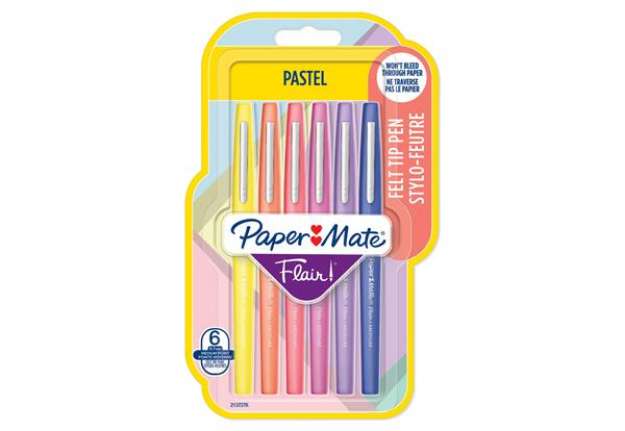Immagine di Pennarello Flair Nylon - punta feltro - 1,10mm - colori assortiti Pastel - Papermate - conf. 6 pezzi