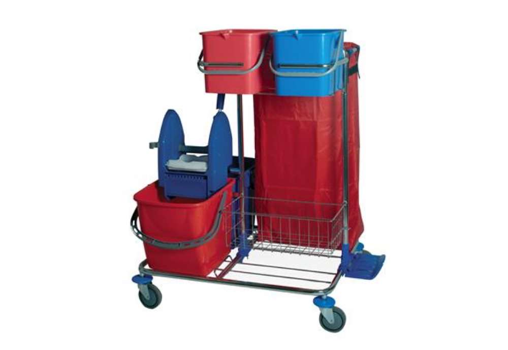 Immagine di Carrello per pulizie Star 2 - cromato - 48 L - 82 x 71 x 105 cm - Taxon