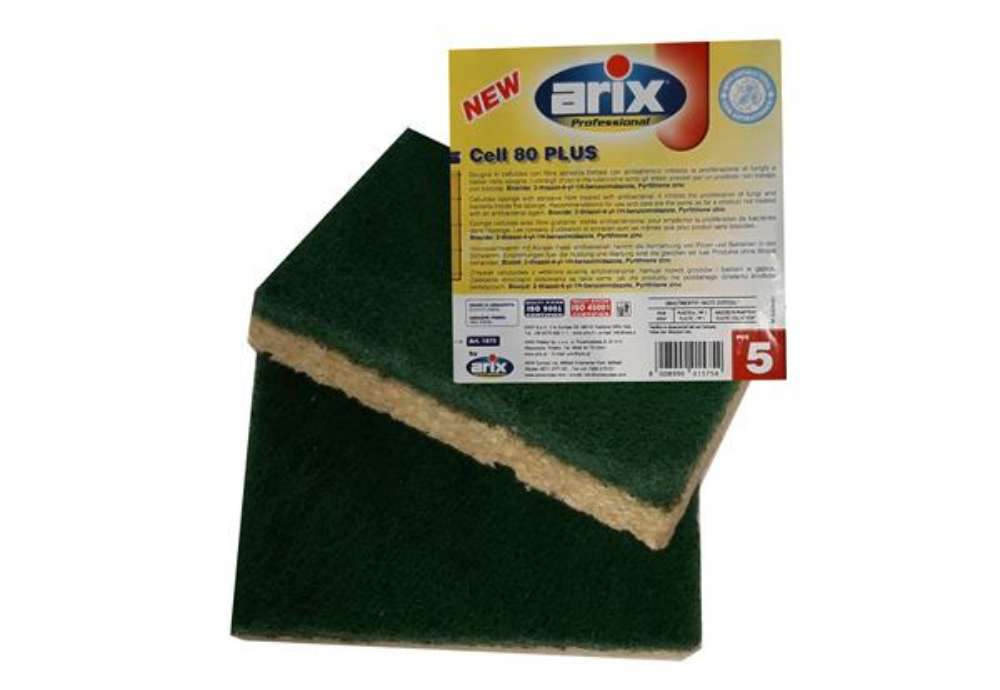 Immagine di Spugna Cell 80 Plus - abrasiva - antibatterica - Arix - conf. 5 pezzi
