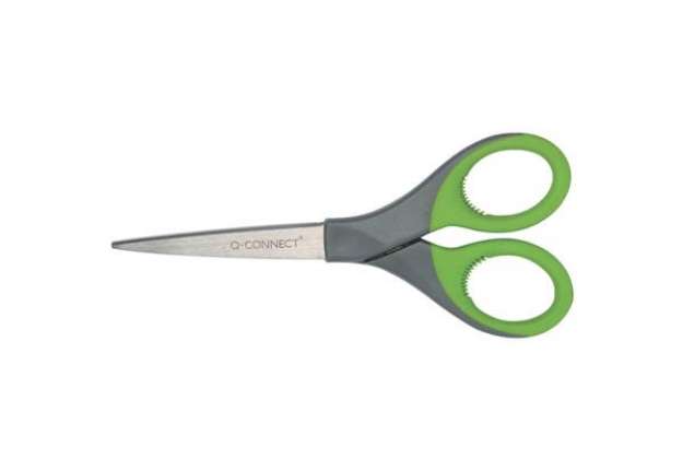 Immagine di Forbici universali in blister Q-Connect Elite Softgrip grigio/verde 18 cm KF03986