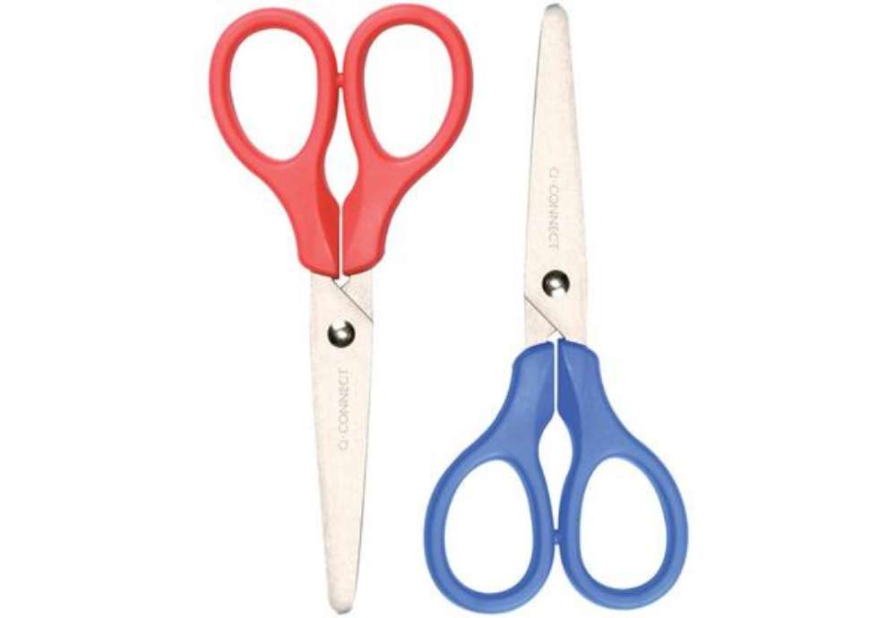 Immagine di Forbici per bricolage in blister Q-Connect rosso e blu 13,5 cm - KF01229