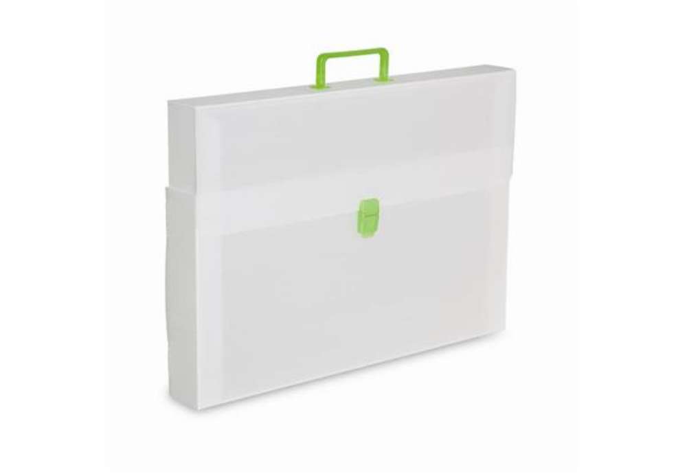 Immagine di Valigetta portadisegni Favorit a una chiusura polionda cannettato bianco trasp. 36,5x56 cm dorso 3,5