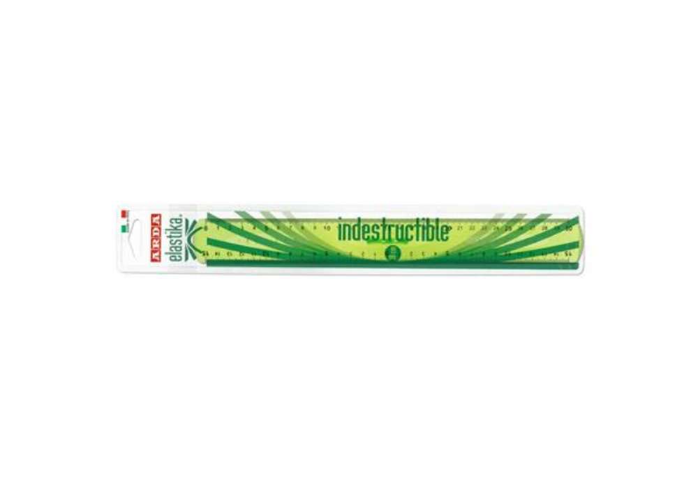 Immagine di Triplo decimetro ARDA Linea Elastika plastica flessibile verde trasparente 30 cm - EL30P