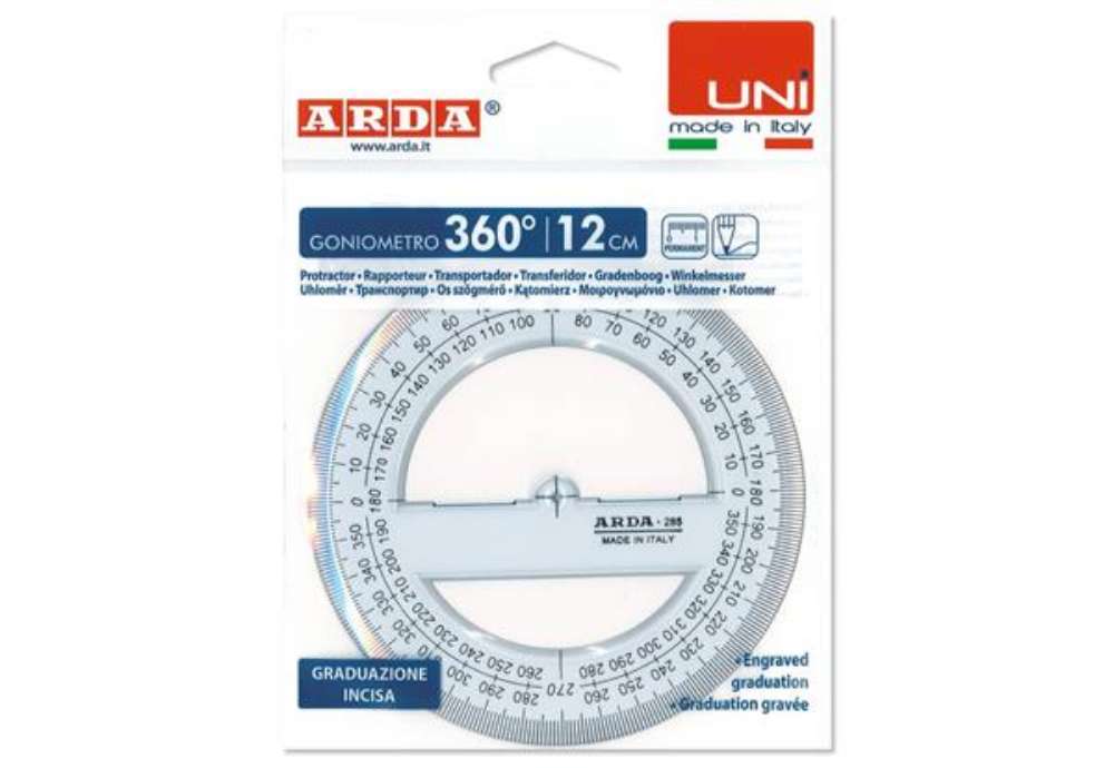 Immagine di Goniometro ARDA Linea Uni plastica termoresistente fumé ottico trasparente 360° 12 cm - 285SS