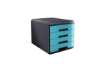 Immagine di Cassettiera 4 cassetti ARDA Mydesk polistirolo e materiale infrangibile grigio/turchese - 18P4PTU