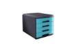Immagine di Cassettiera 4 cassetti ARDA Mydesk polistirolo e materiale infrangibile grigio/turchese - 18P4PTU
