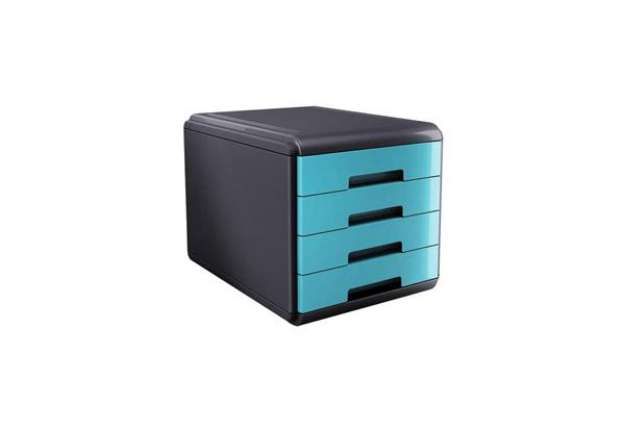 Immagine di Cassettiera 4 cassetti ARDA Mydesk polistirolo e materiale infrangibile grigio/turchese - 18P4PTU