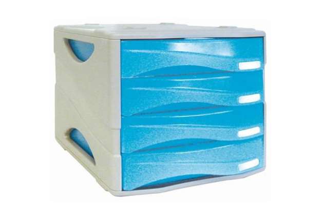 Immagine di Cassettiera 4 cassetti ARDA Smile polistirolo antiurto e materiale infrangibile grigio/azzurro - TR1