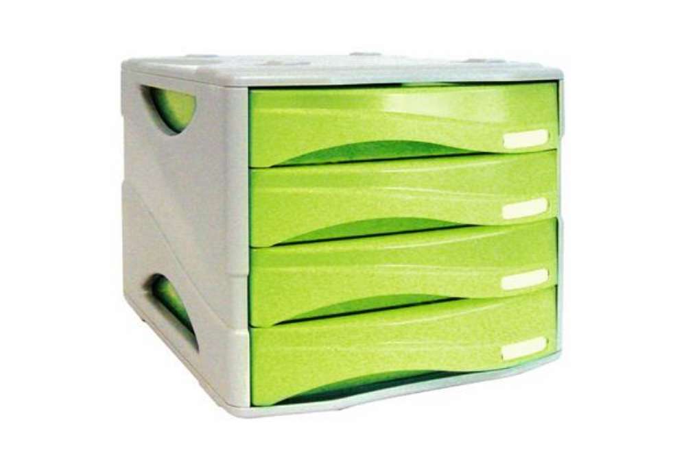 Immagine di Cassettiera 4 cassetti ARDA Smile polistirolo antiurto e materiale infrangibile grigio/verde - TR15P