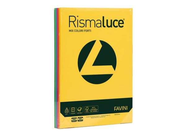 Immagine di Carta colorata Favini Rismaluce colori forti 200 g/m² A4 mix 8 colori Risma da 125 fogli - A67X114