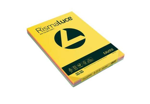 Immagine di Carta colorata Favini Rismaluce colori forti 200 g/m² A3 mix 8 colori - Risma da 125 fogli - A67X113
