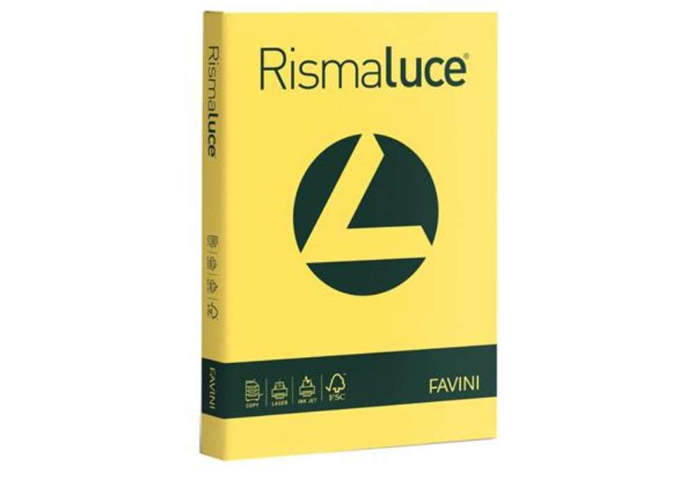 Immagine di Carta colorata Favini Rismaluce colori forti 200 g/m² A4 giallo sole 53 Risma da 125 fogli - A67B104