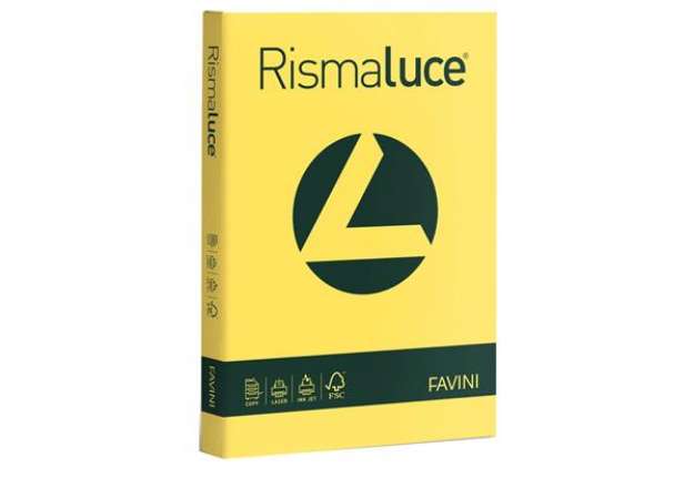 Immagine di Carta colorata Favini Rismaluce colori forti 200 g/m² A4 giallo sole 53 Risma da 125 fogli - A67B104