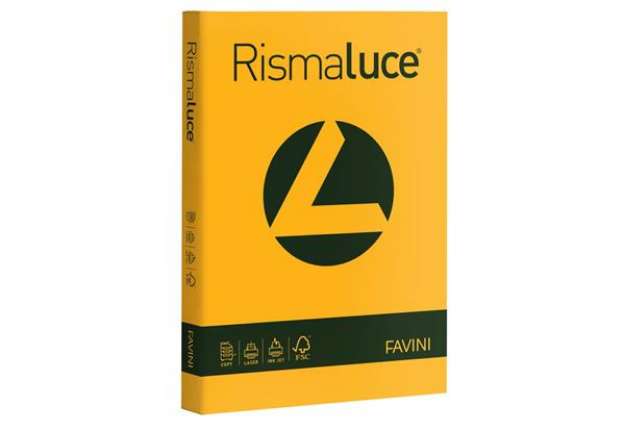 Immagine di Carta colorata Favini Rismaluce colori forti 200 g/m² A4 giallo oro 52 - Risma da 125 fogli - A67H10