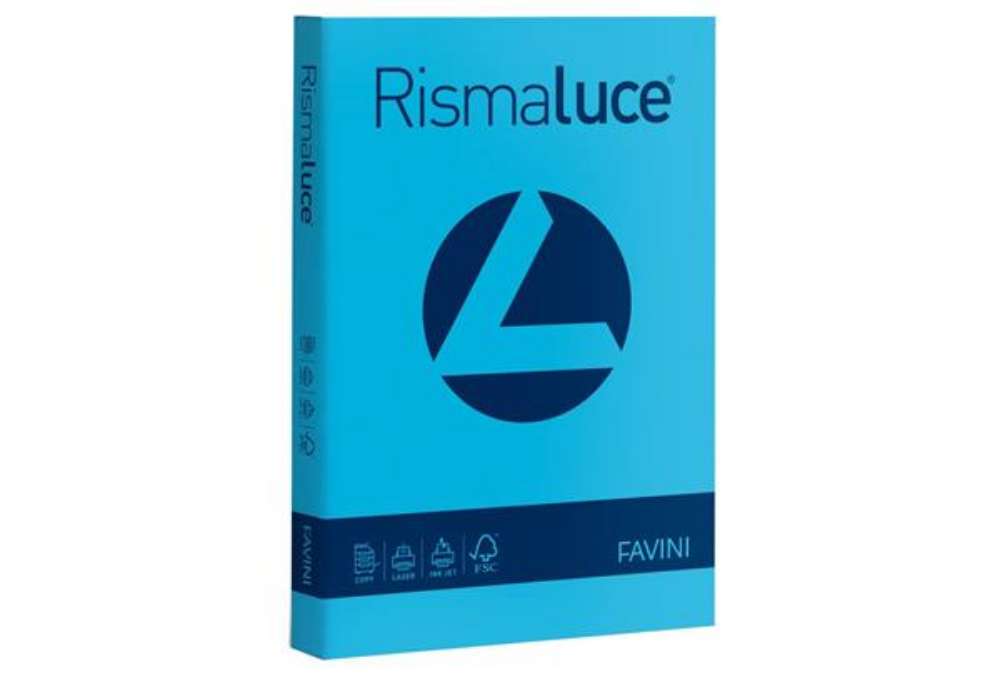 Immagine di Carta colorata Favini Rismaluce colori forti 200 g/m² A4 azzurro 55 - Risma da 125 fogli - A67G104