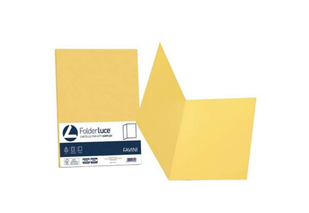 Immagine di Cartellina semplice Favini FOLDER S cartoncino Simplex Luce&Acqua 200 g/m² 25x34cm giallo 53 conf.50