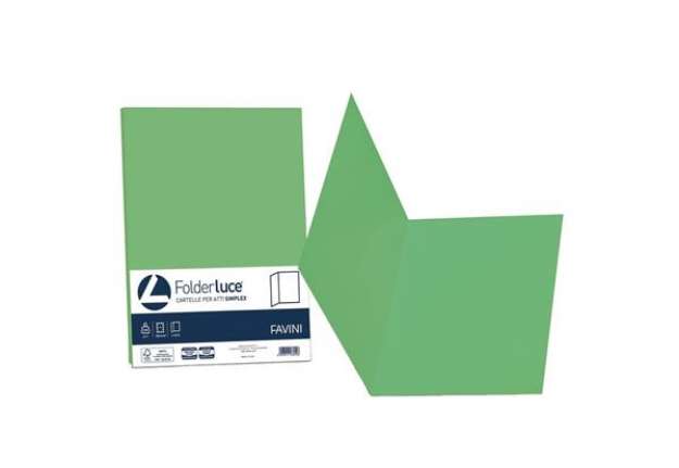 Immagine di Cartellina semplice FAVINI FOLDER S cartoncino Simplex Luce&Acqua 200 g/m² 25x34cm verde 60  conf.50