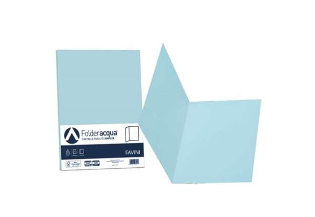 Immagine di Cartellina semplice FAVINI FOLDER S cartoncino Simplex Luce&Acqua 200 g/m² 25x34cm celeste 08  conf.