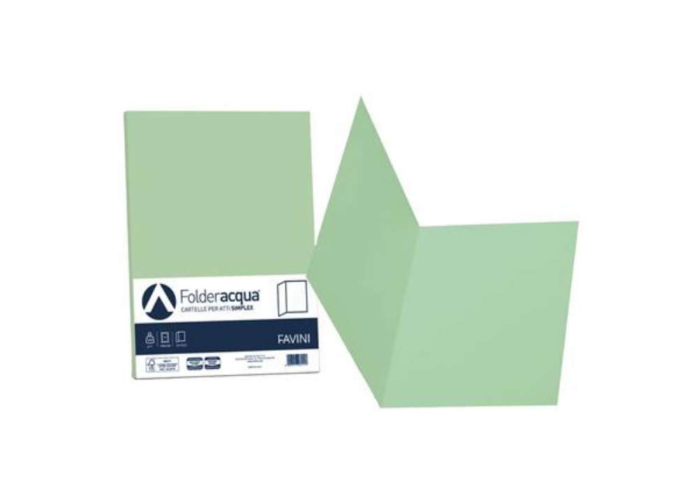 Immagine di Cartellina semplice Favini FOLDER S cartoncino Simplex Luce&Acqua 200 g/m² 25x34cm verde 09 conf.50