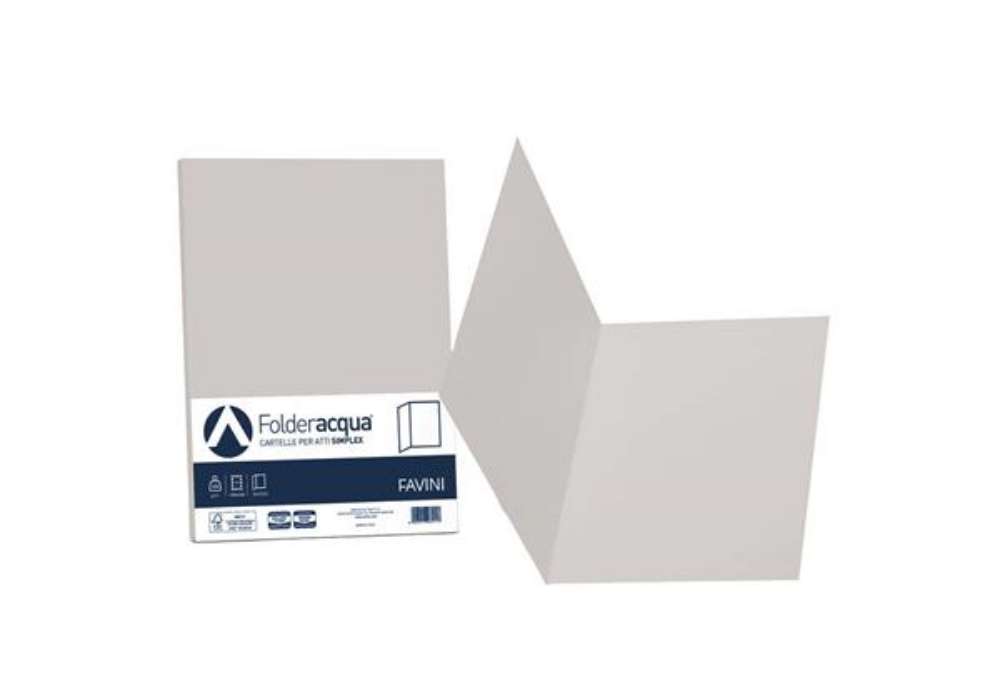 Immagine di Cartellina semplice FAVINI FOLDER S cartoncino Simplex Luce&Acqua 200 g/m² 25x34cm ghiaccio 12  conf