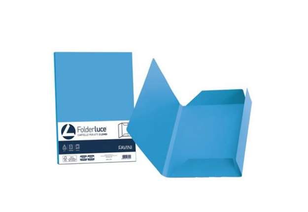 Immagine di Cartellina 3 lembi Favini FOLDER 3L Luce&Acqua 200 g/m² 24,5x34,5cm azzurro 55 conf.25 - A50G434