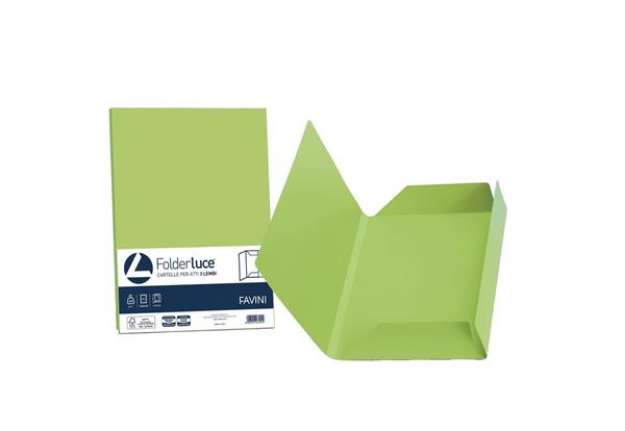 Immagine di Cartellina 3 lembi Favini FOLDER 3L Luce&Acqua 200 g/m² 24,5x34,5cm pistacchio 54 conf.25 - A50M434